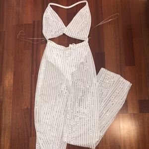 White Shiny Jumpsuit